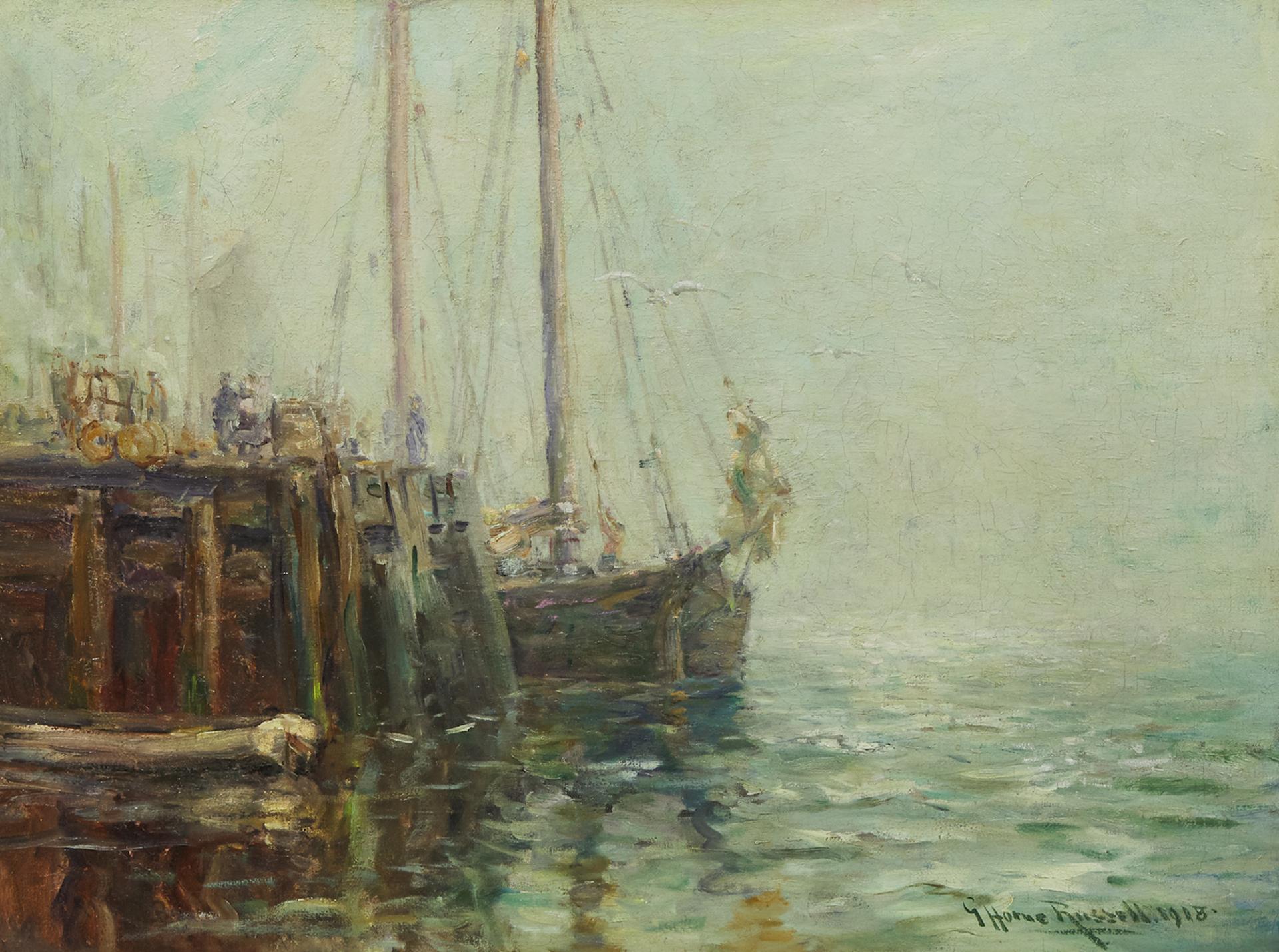 George Horne Russell (1861-1933) - Wharf At Saint Andrews N.B., 1918