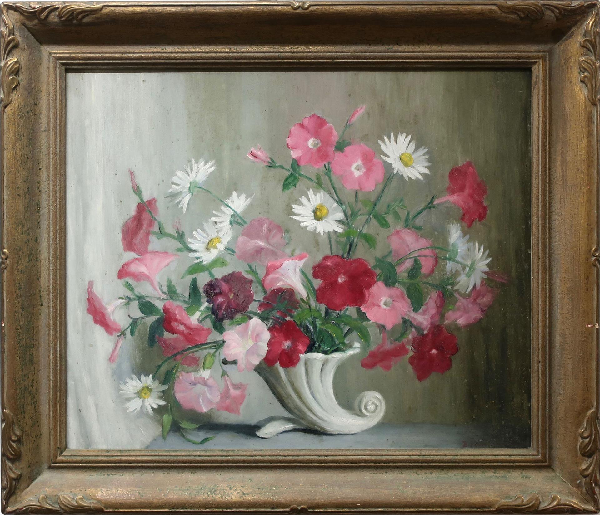 Beatrice Hagarty Robertson (1879-1962) - Mixed Bouquet In A Cornucopia Vase