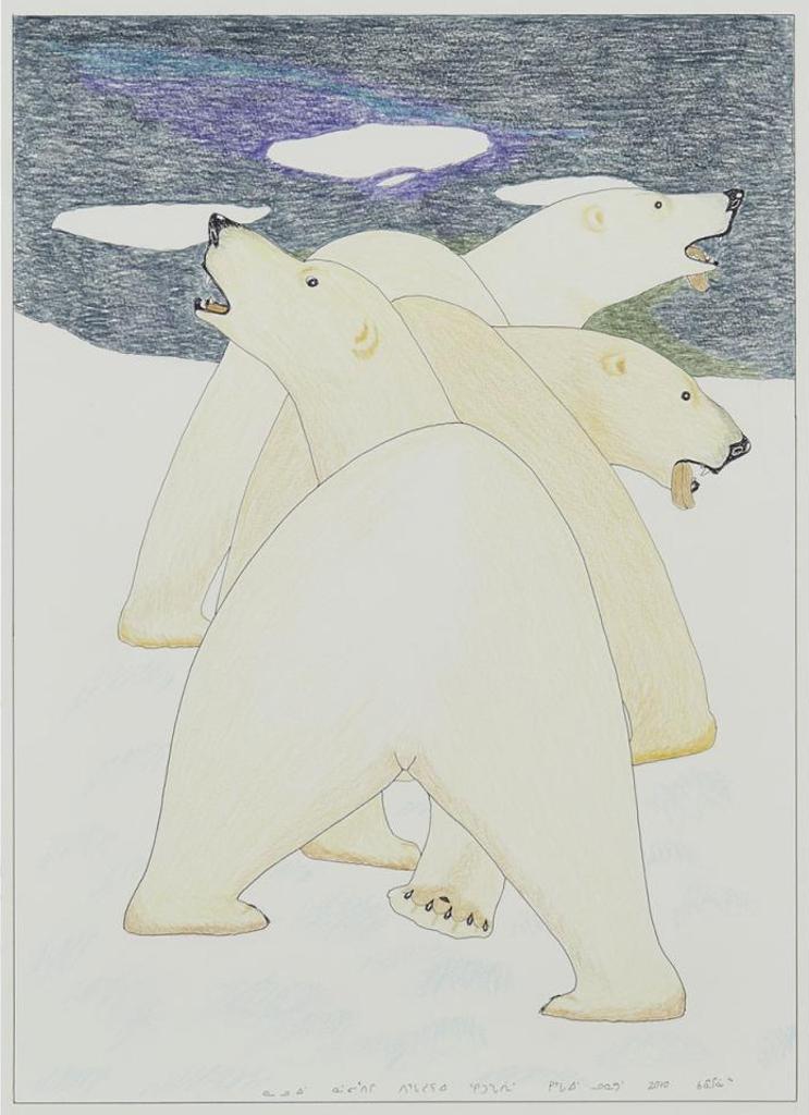 Kananginak Pootoogook (1935-2010) - Three Polar Bears