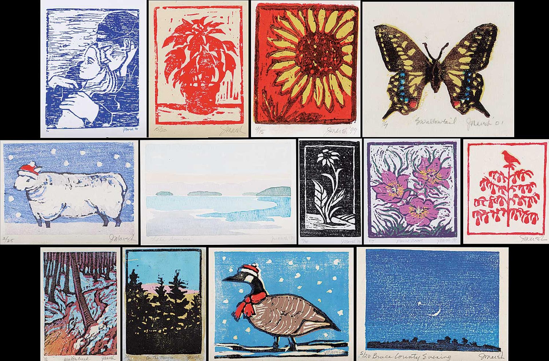 Janet Beatrice Marsh (1935-2011) - LOT OF TWELVE CARDS, PRINTS AND WATERCOLOURS