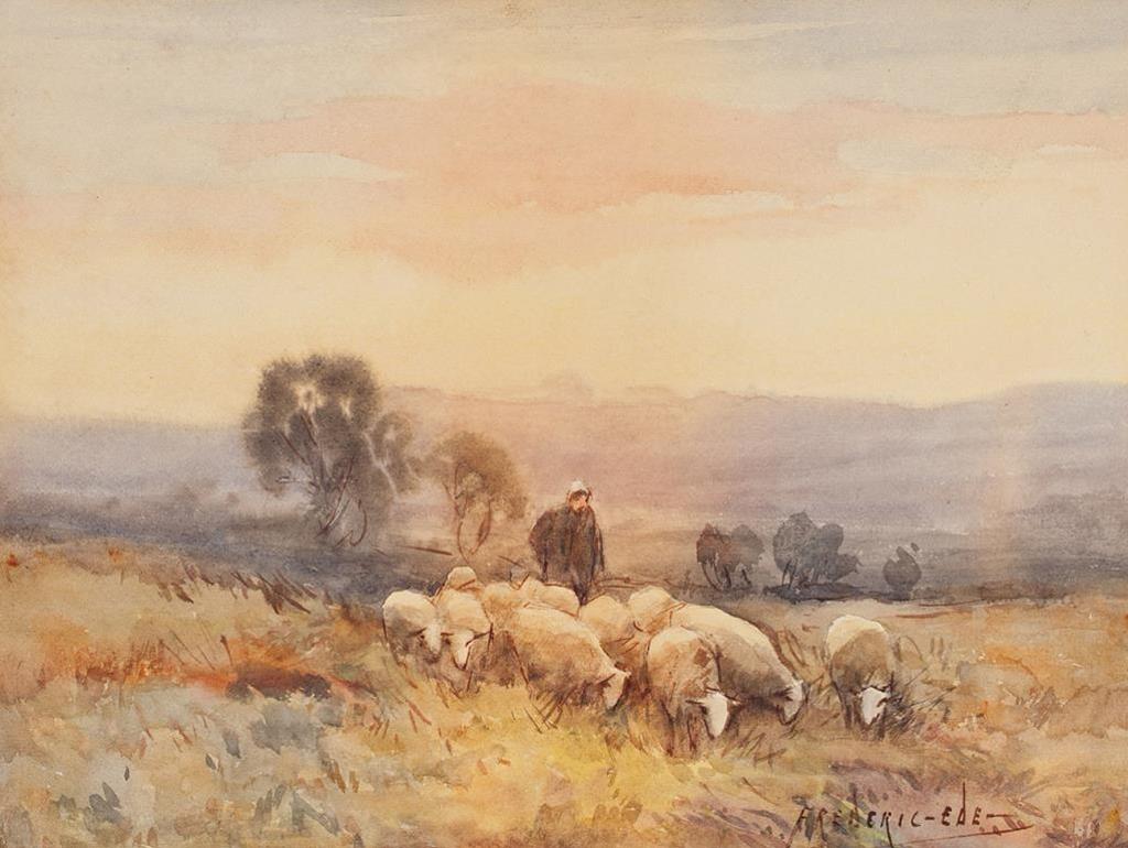 Frederick C. Vipont Ede (1865-1913) - Shepherd and Flock at Sunrise