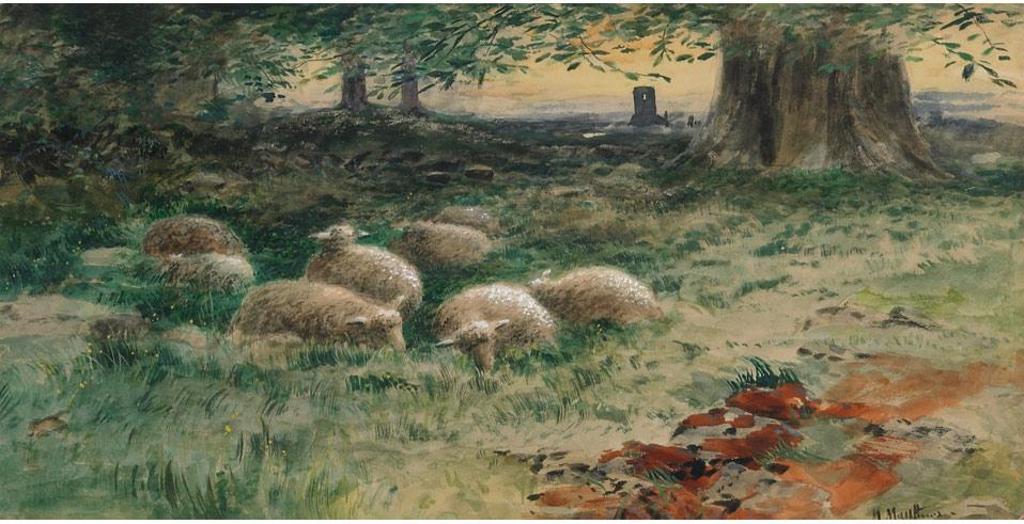 Marmaduke Matthews (1837-1913) - Sheep Grazing In A Field