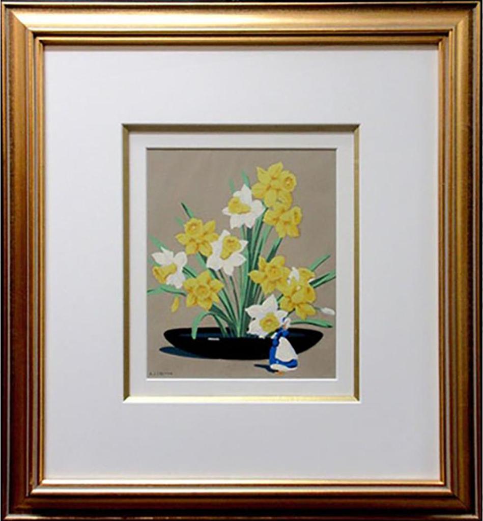 Alfred Joseph (A.J.) Casson (1898-1992) - Daffodils And Delft Figurine