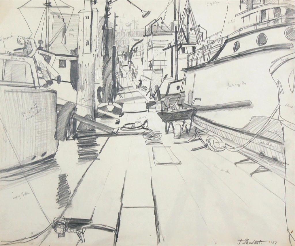 Jack Leaonard Shadbolt (1909-1998) - Coal Harbor Marina #2, Sketch; 1957