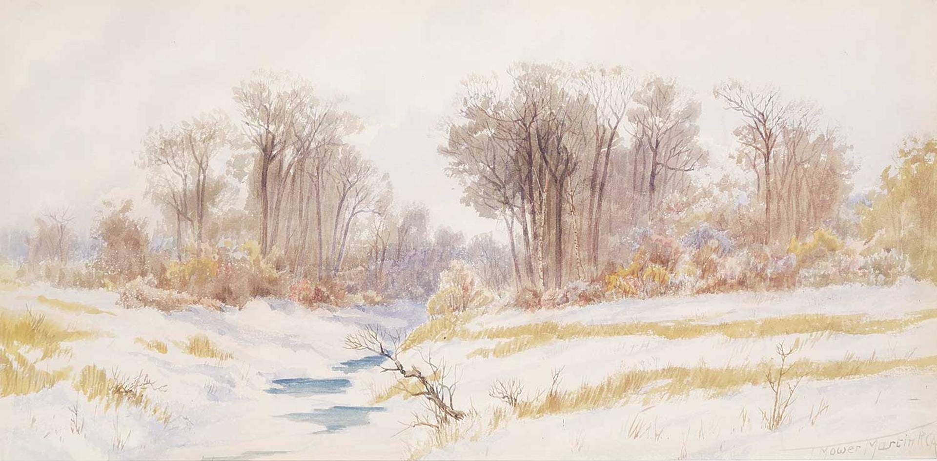 Thomas Mower Martin (1838-1934) - Winter Landscape with Thawing Creek