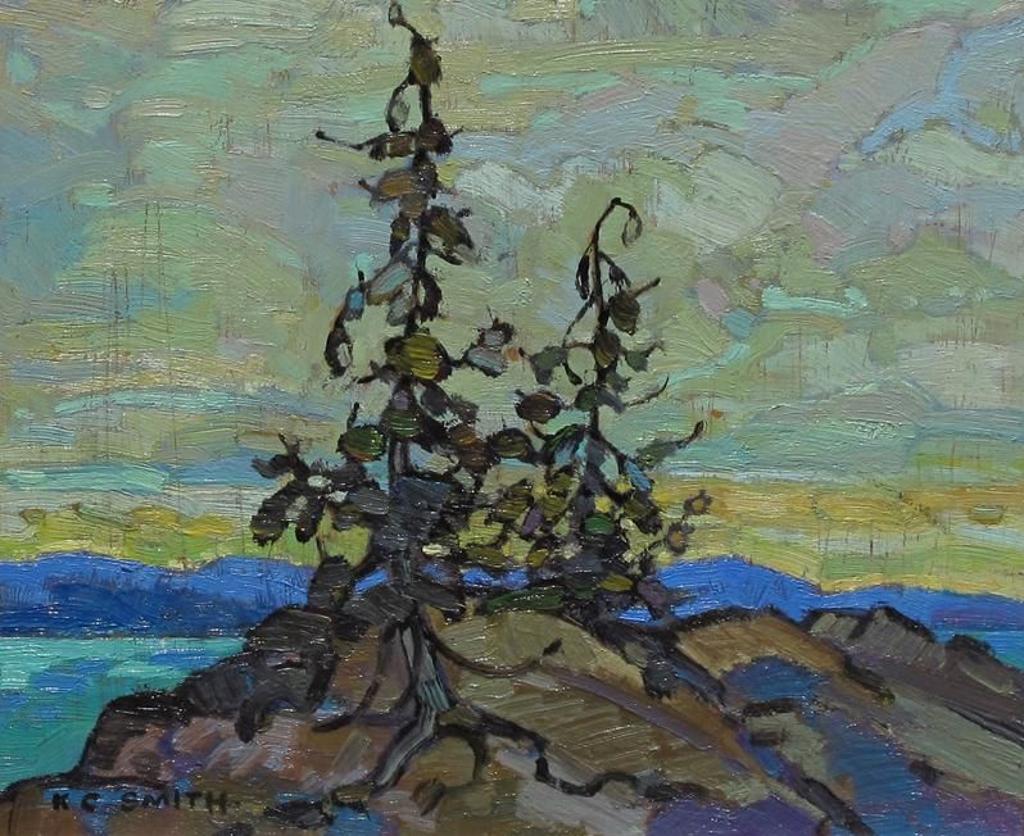 Keith Comock Smith (1924-2000) - Trees On Small Island; 1986