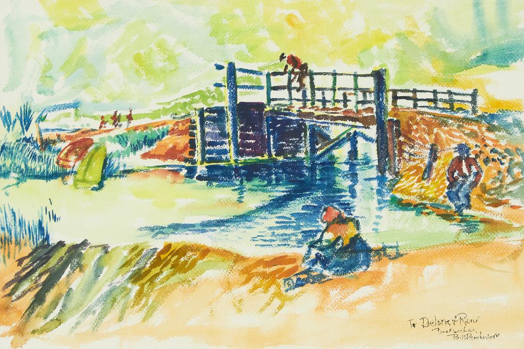 William (Bill) Perehudoff (1918-2013) - Untitled (Summer Landscape with Bridge)