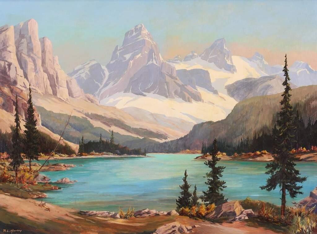 Reginald Llewellyn Harvey (1888-1963) - Glacial Peaks And Mountain Lake