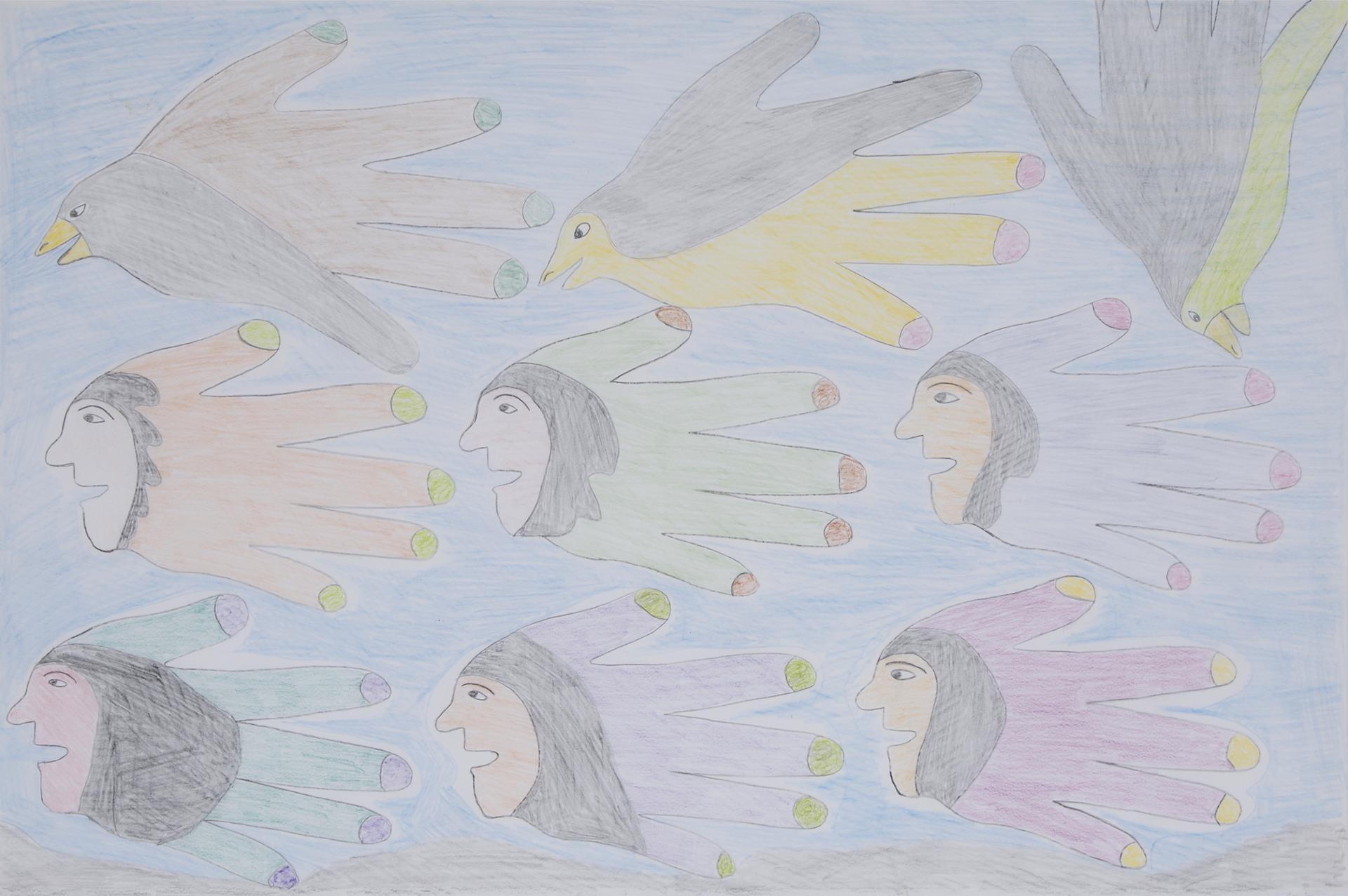 Irene Avaalaaquiaq Tiktaalaaq (1941) - Untitled (Composition With Hands And Heads)