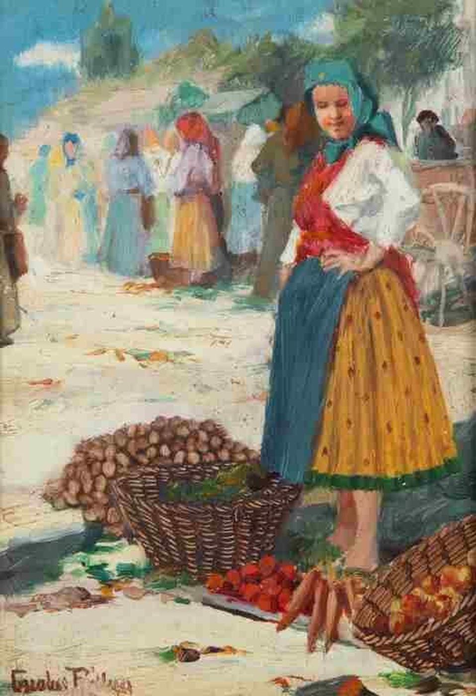 Carolus Pallya (1875-1930) - Woman at the Market