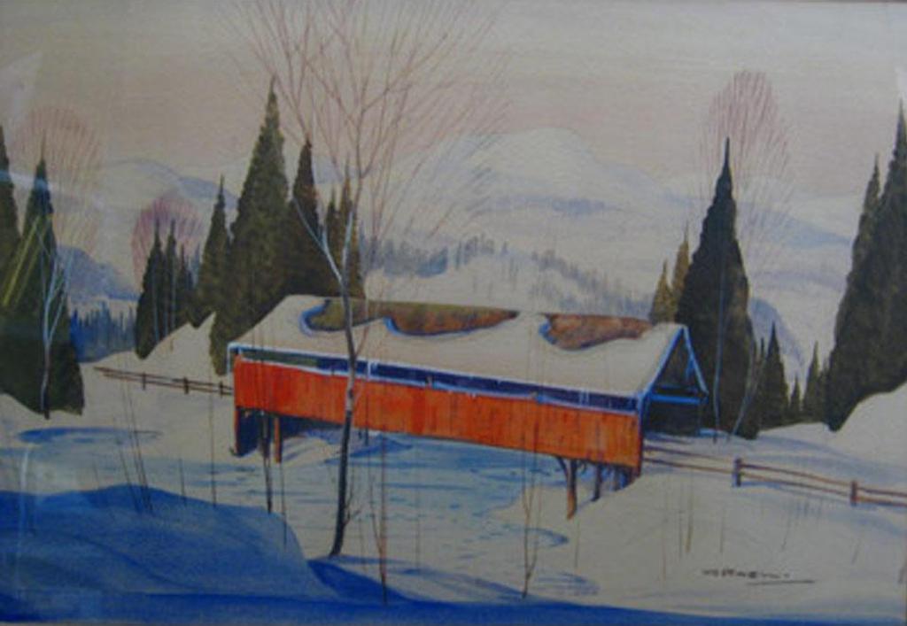 Graham Norble Norwell (1901-1967) - Winter Landscape With Covered Bridge