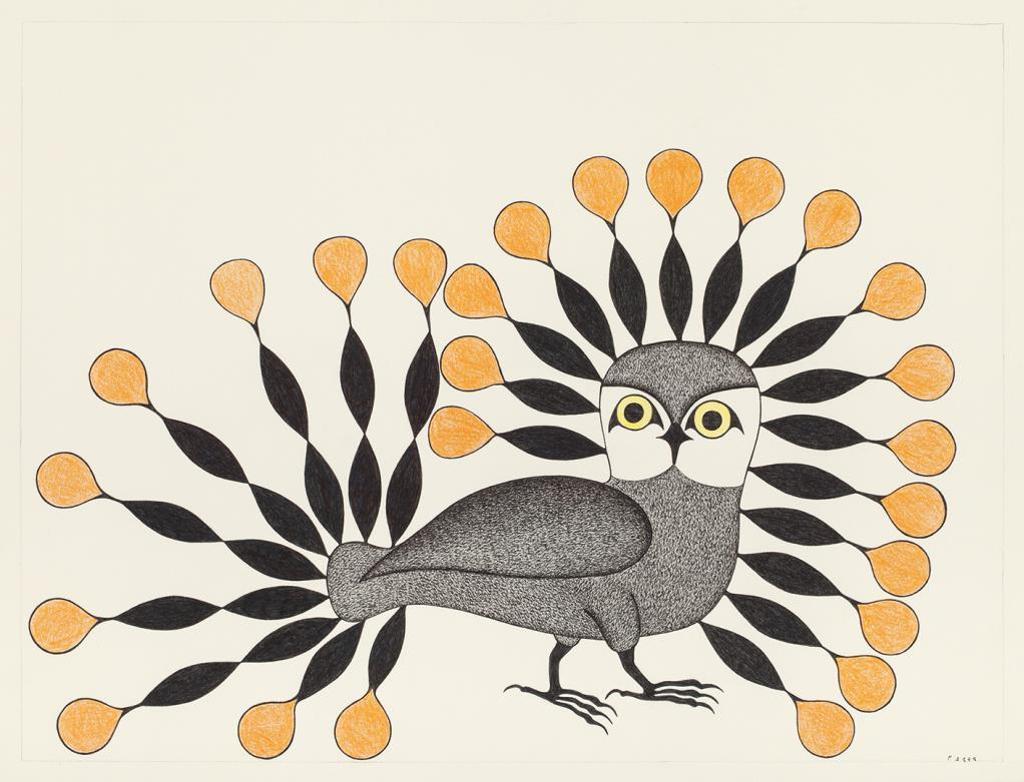 Kenojuak Ashevak (1927-2013) - Owl with Orange Plumage, 1997-98