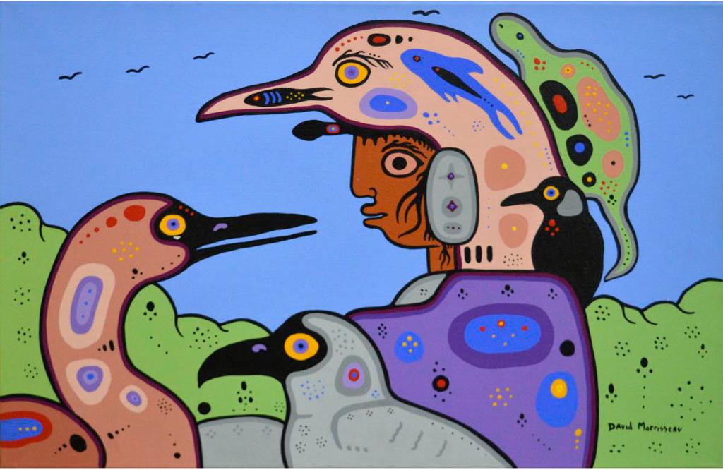 David Alfred Morrisseau (1961) - Shaman and the crane