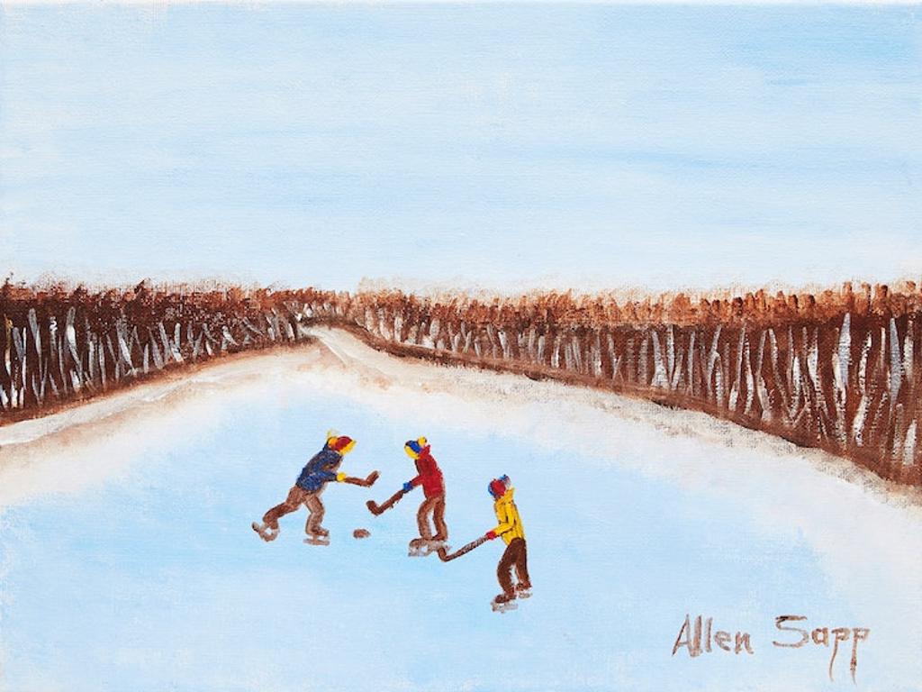 Allen Fredrick Sapp (1929-2015) - Playing Hockey on the Lake