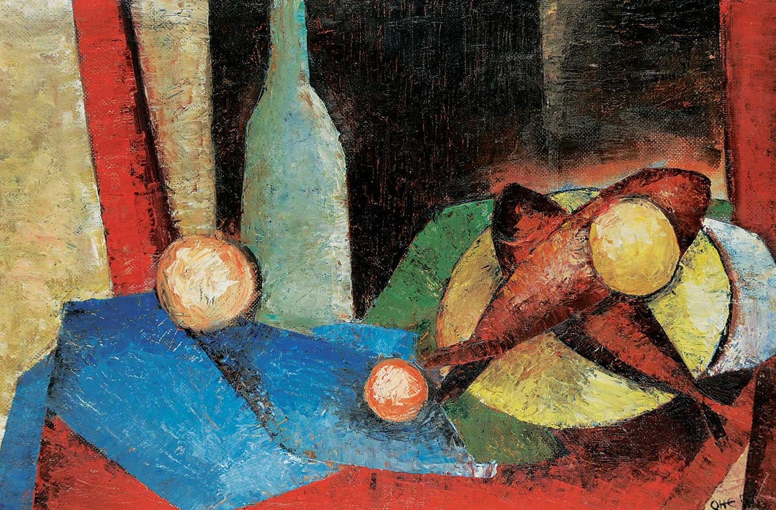 Katie von der Ohe (1937) - Untitled - Still Life with Fish, Bottle and Kumquat