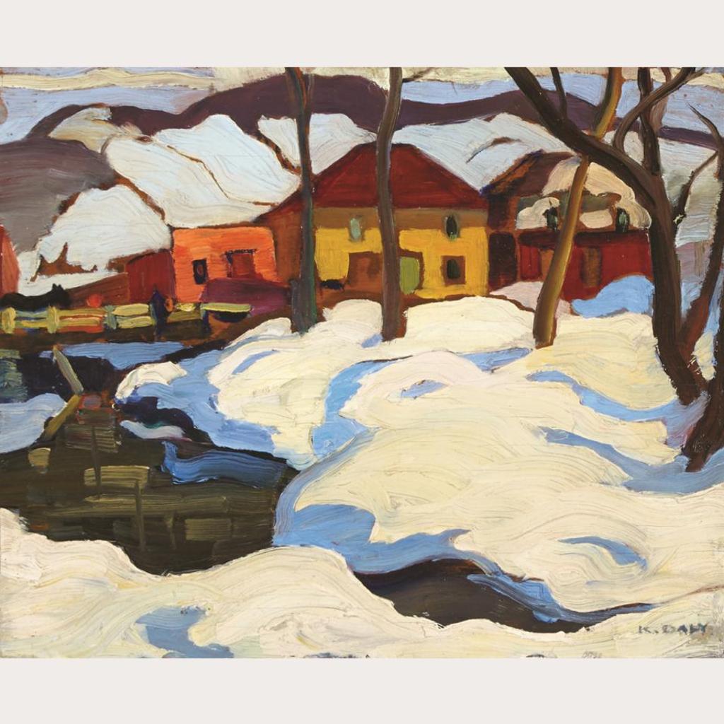 Kathleen Frances Daly Pepper (1898-1994) - Snowdrifts On The Riverbank