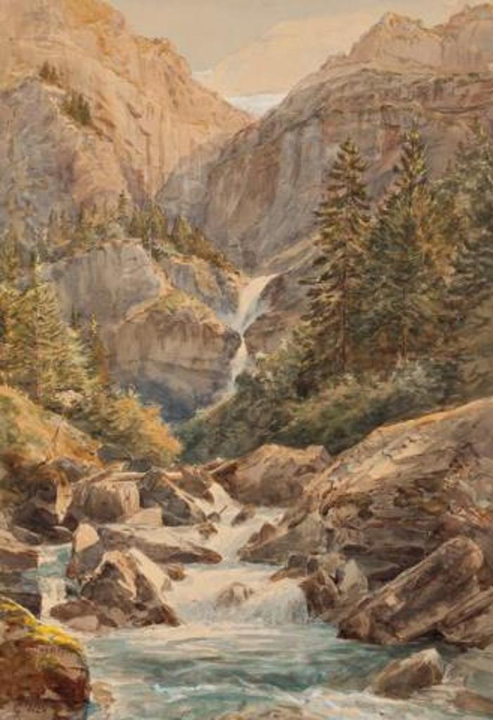 Charles Jones (C. J.) Way (1834-1919) - Mountain Waterfall, Champery