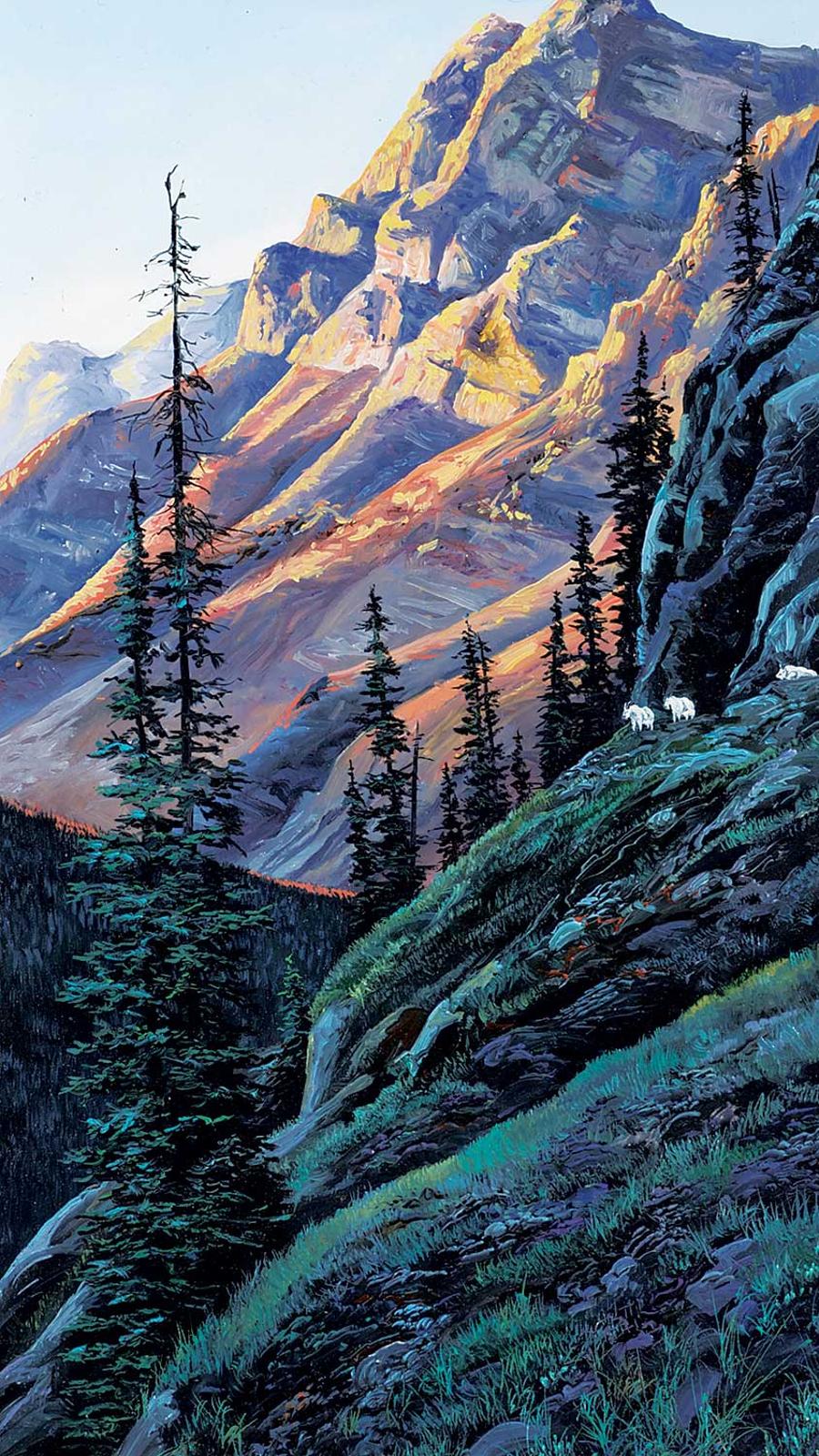 Andrew Kiss (1946) - Untitled - Mountain Goats at Dusk