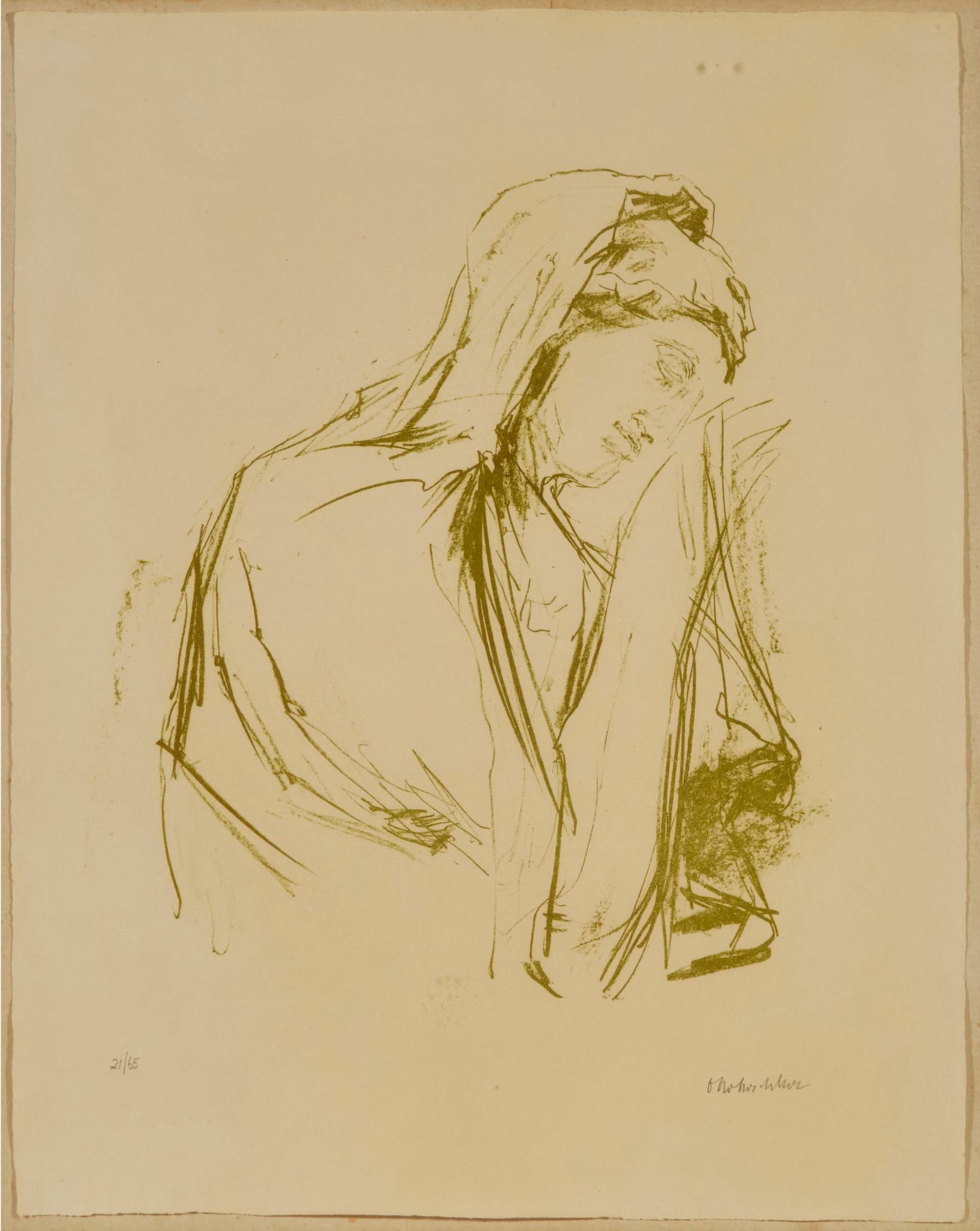 Oskar Kokoschka (1886-1980) - Junge Frau Grabstele, From Bekenntnis Zu Hellas, 1961/1964