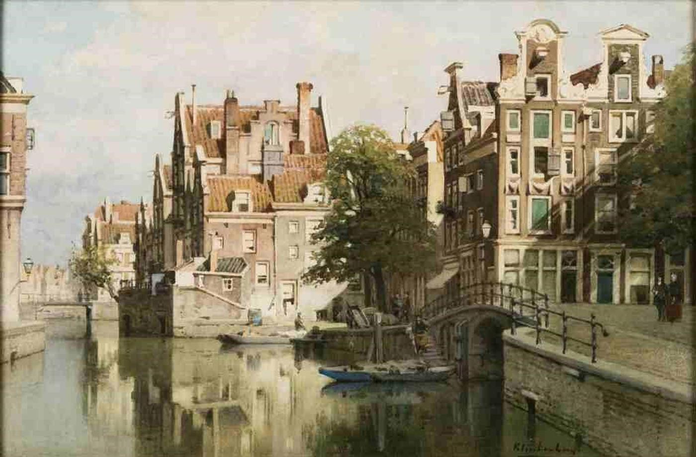 Johannes Karel Klinkenberg (1852-1924) - Dutch Canal Scene