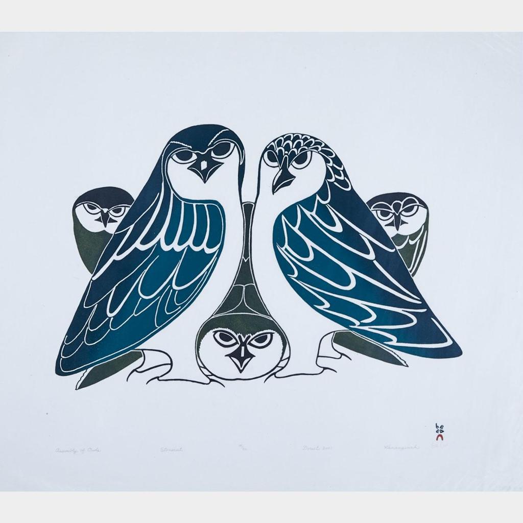 Kananginak Pootoogook (1935-2010) - Assembly Of Owls