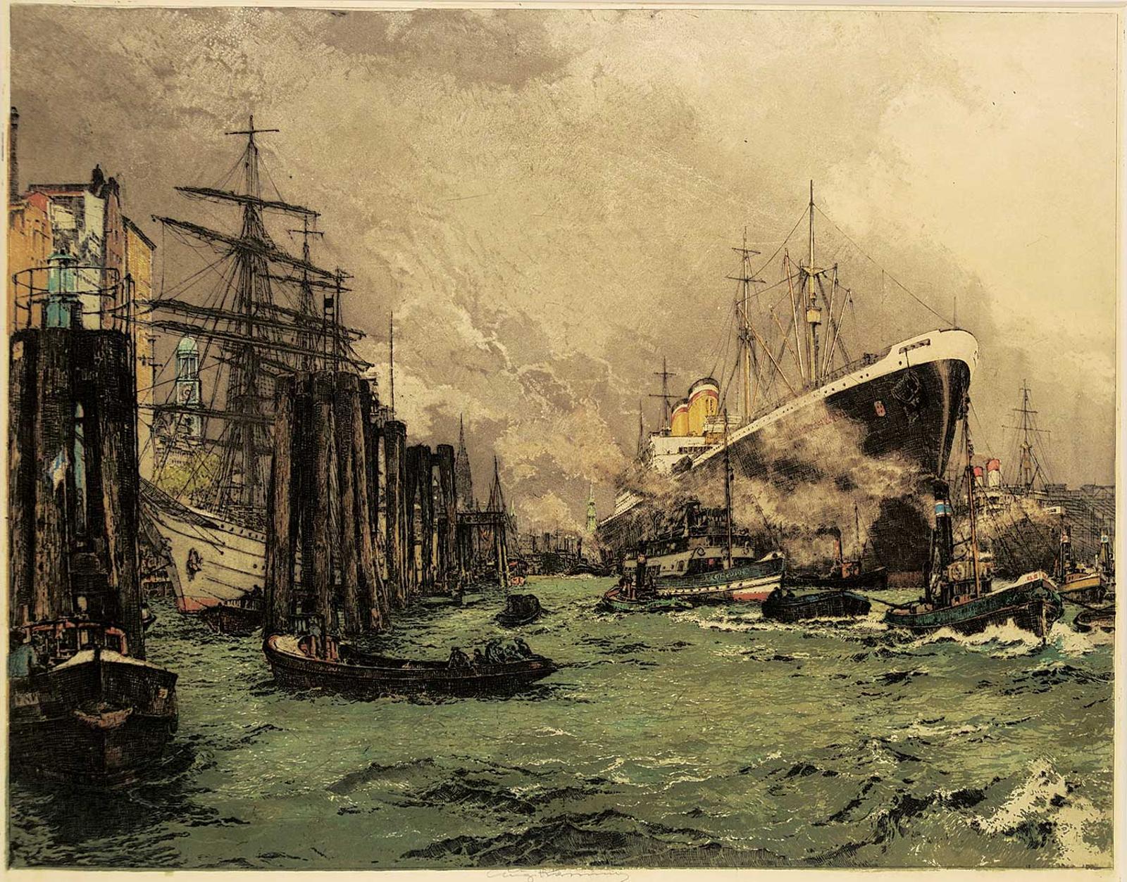 Luigi Kasimir (1881-1962) - Hamburg Harbour