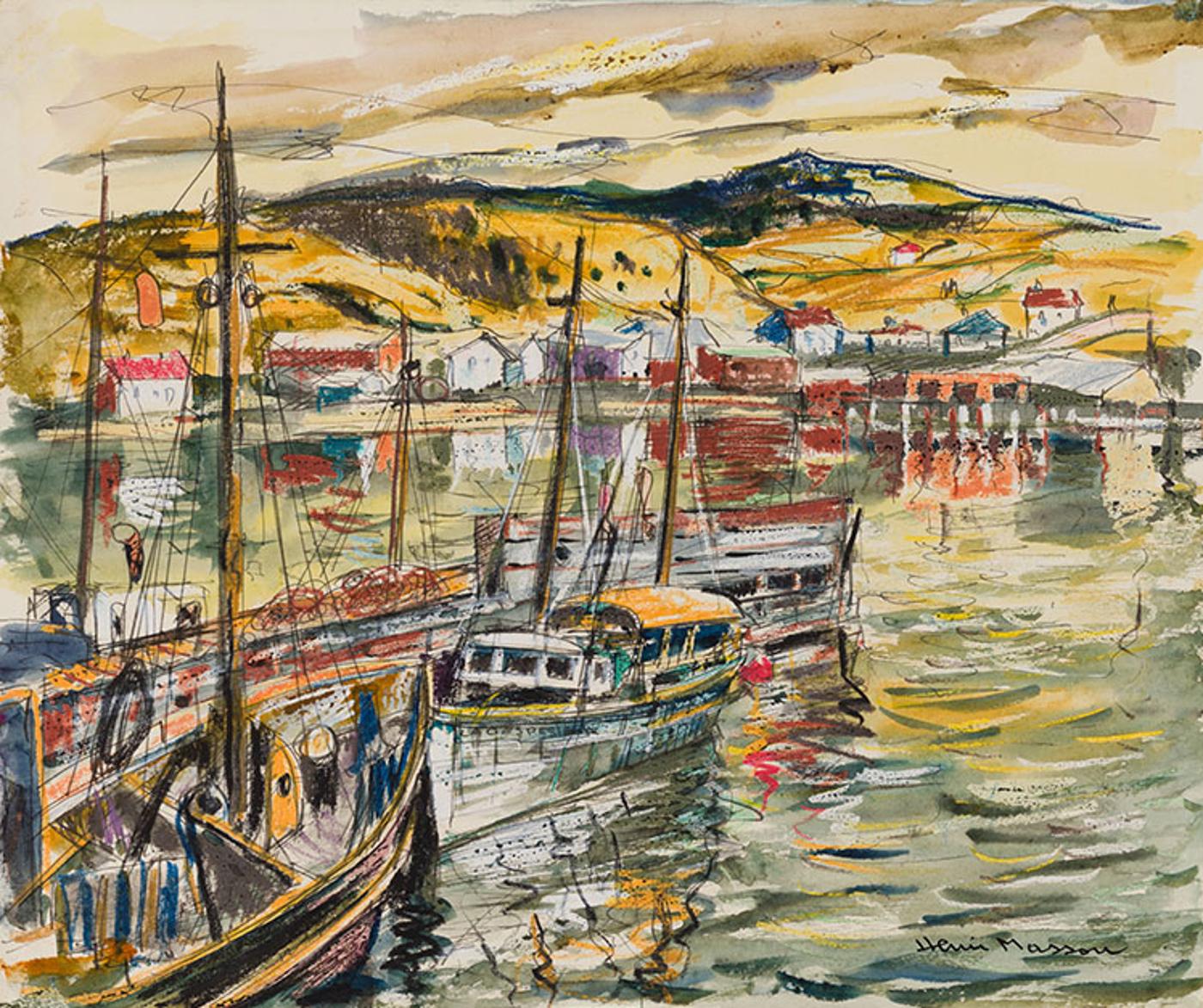 Henri Leopold Masson (1907-1996) - Fishing Boats - Rivière au Renard, Gaspé