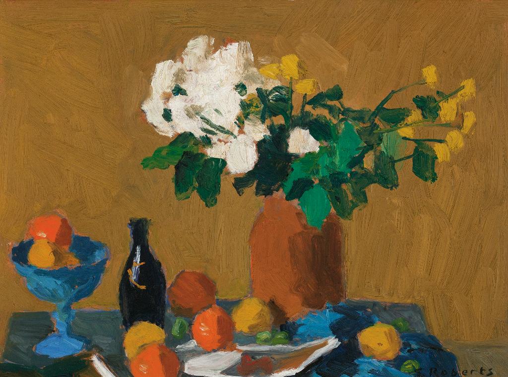 William Goodridge Roberts (1921-2001) - Still Life With Fruit, Flowers And Blue Bottle