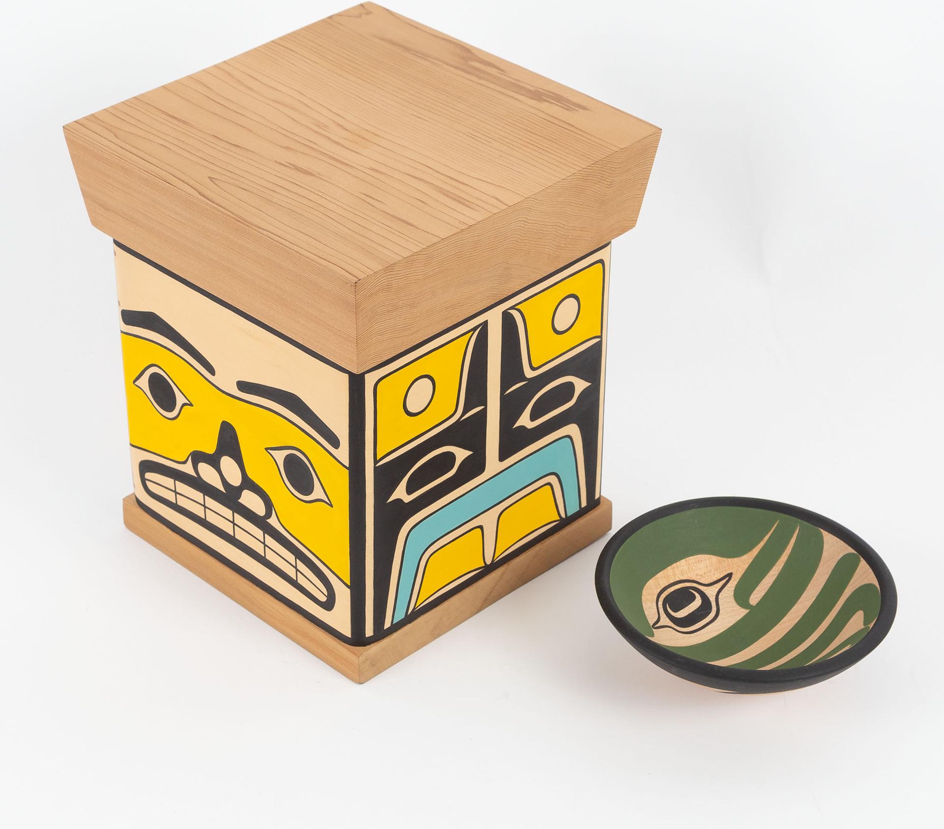 Rob Long - A Polychromed Bentwood Box And Small Bowl