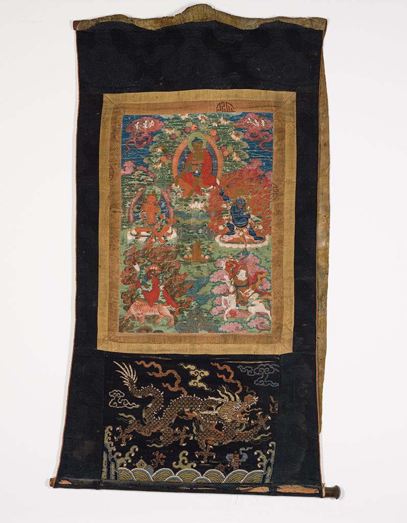 Tibetan Art - A Tibetan Thangka of Medicine Buddha, 19th Century
