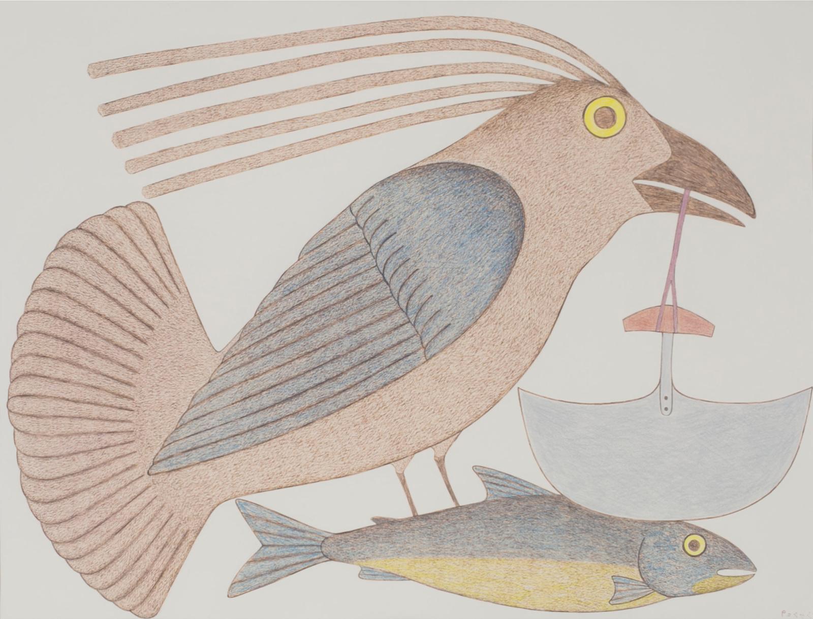 Kenojuak Ashevak (1927-2013) - Bird, Ulu And Fish, C.2002