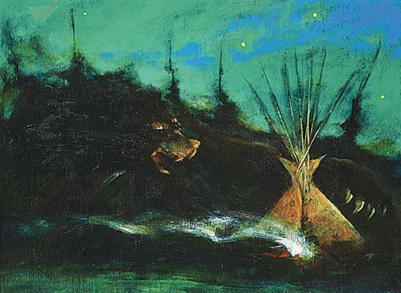 Dale Auger (1958-2008) - Untitled - Bear Spirit and Teepee