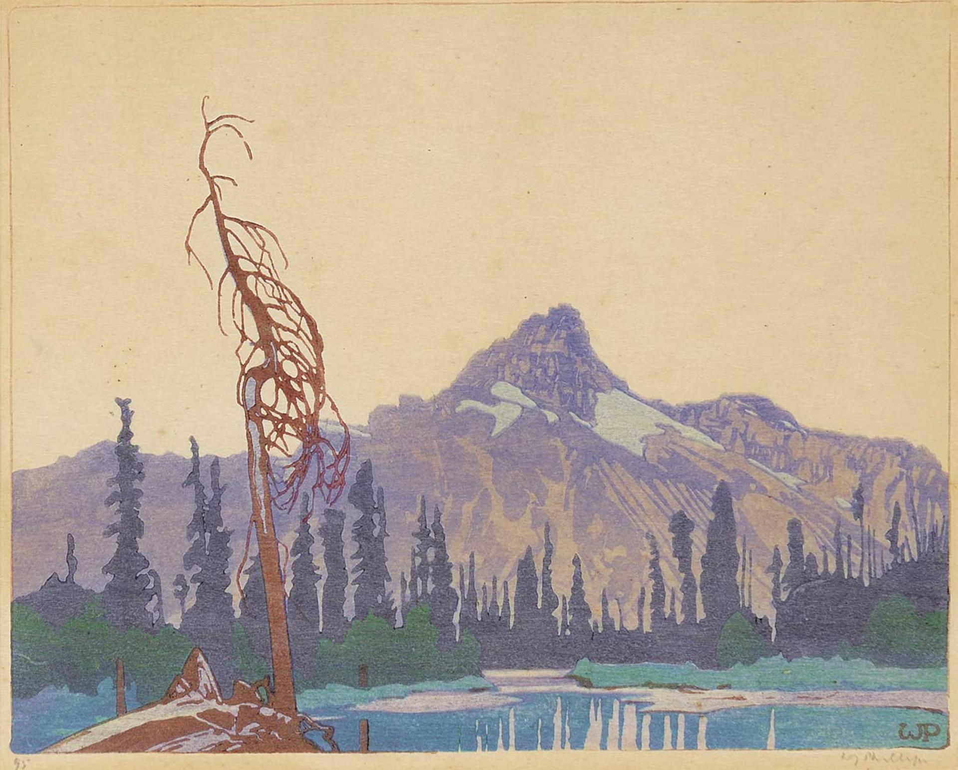Walter Joseph (W.J.) Phillips (1884-1963) - Mount Cathedral from Lake O'Hara, British Columbia  #95/250