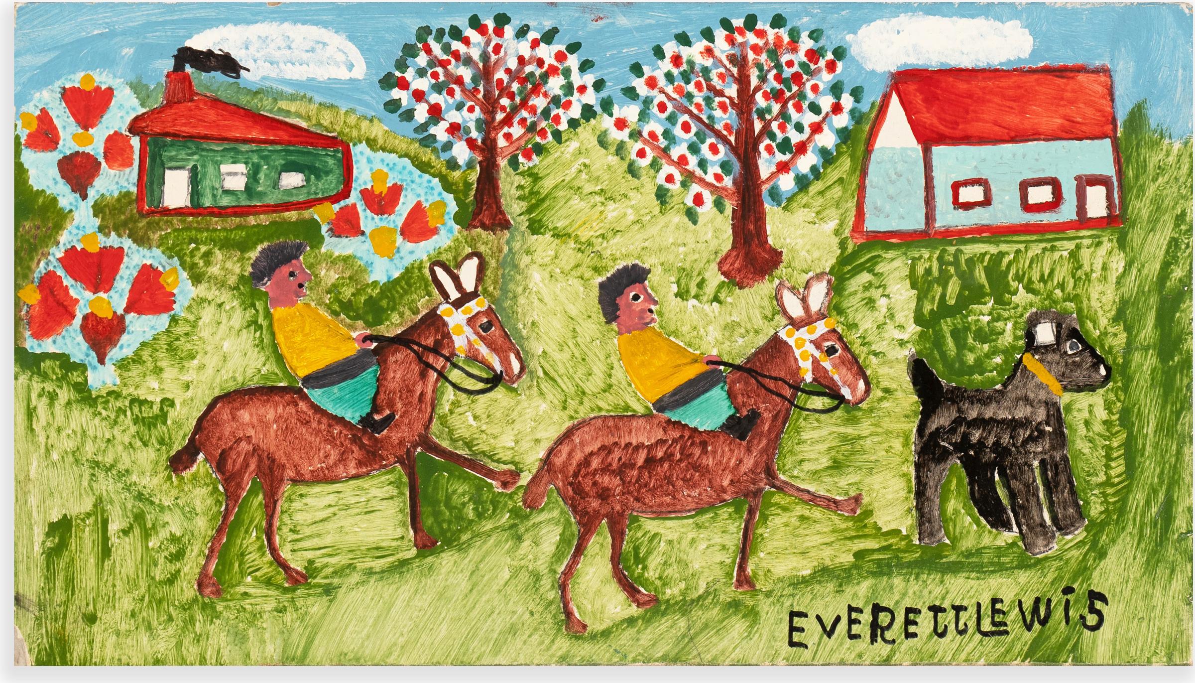 Everett Lewis (1893-1979) - Figures on Horses and Dog
