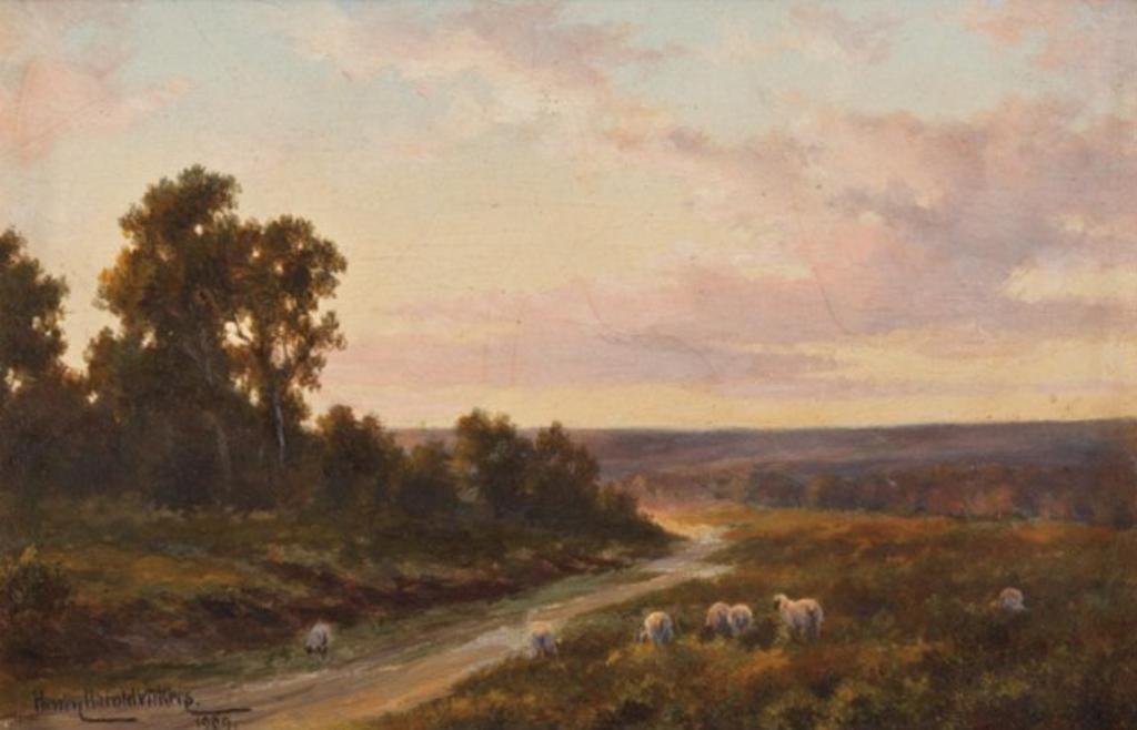 Henry Harold Vickers (1851-1918) - Sheep on a Lane