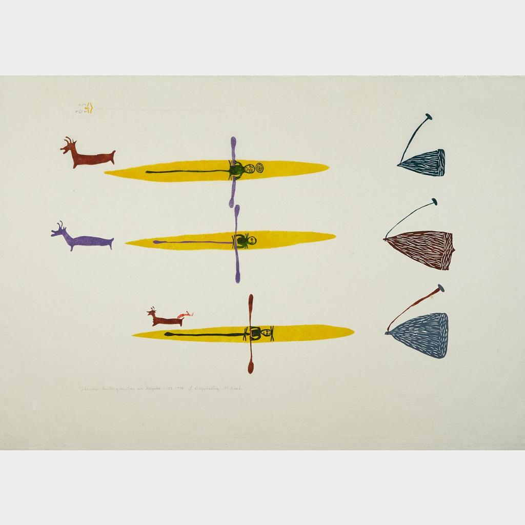 Luke H.Amitnaaq Anguhadluq (1895-1982) - The Men Hunting Caribou In Kayaks