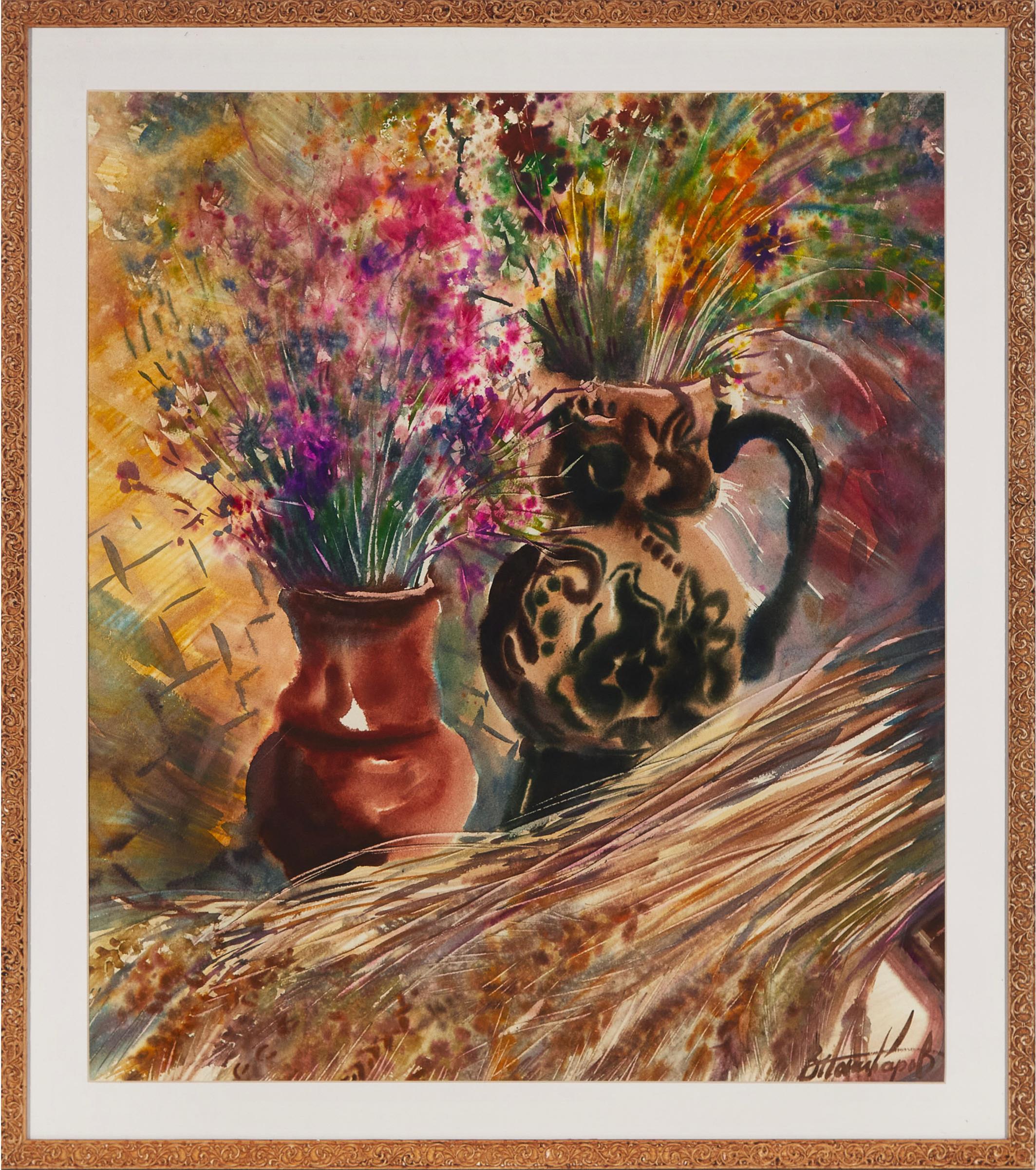 Vasyl Ponikarov - Still Life (Flowers In A Vase And Jug)