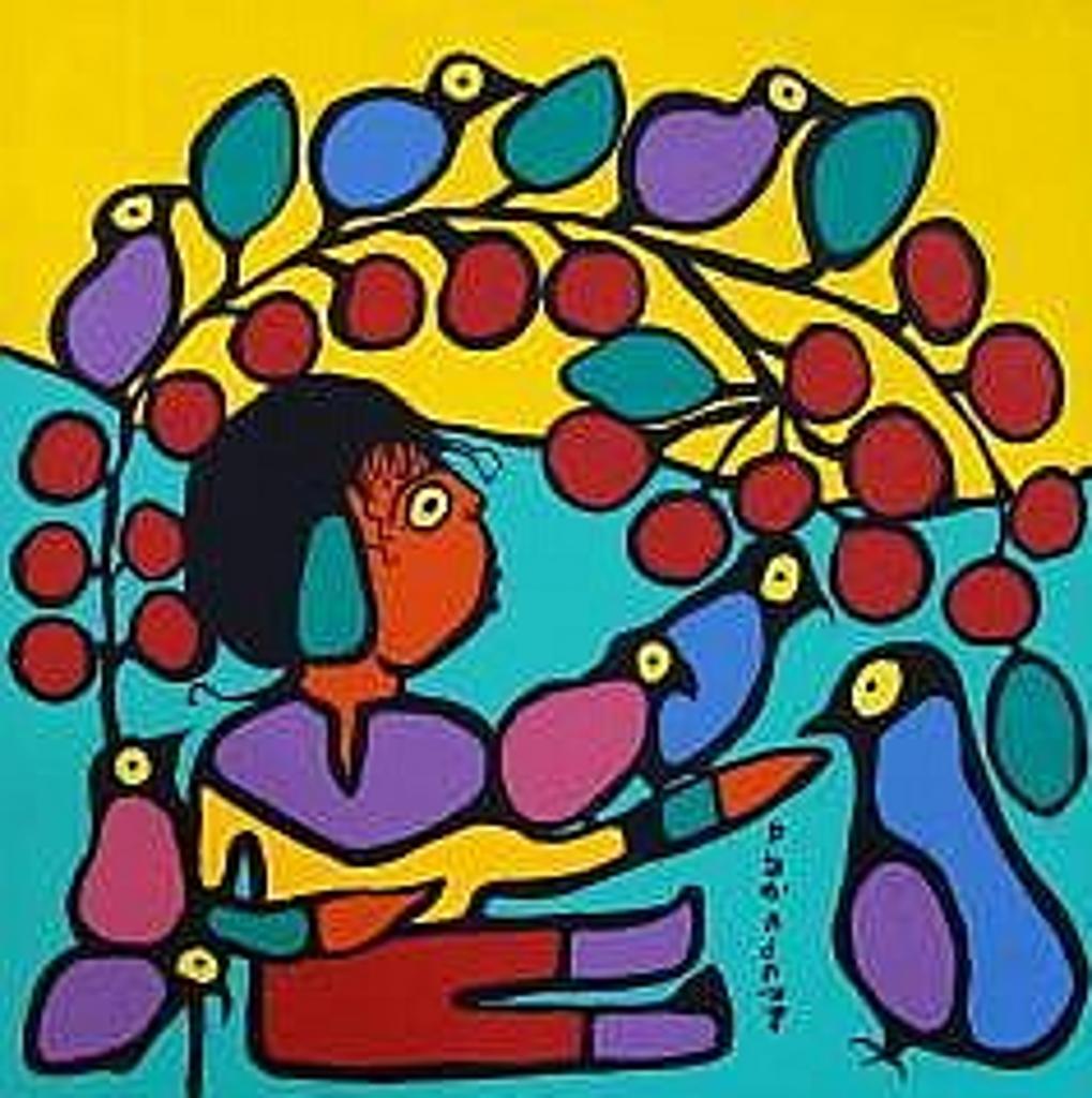 Norval H. Morrisseau (1931-2007) - FIGURE WITH BIRDS