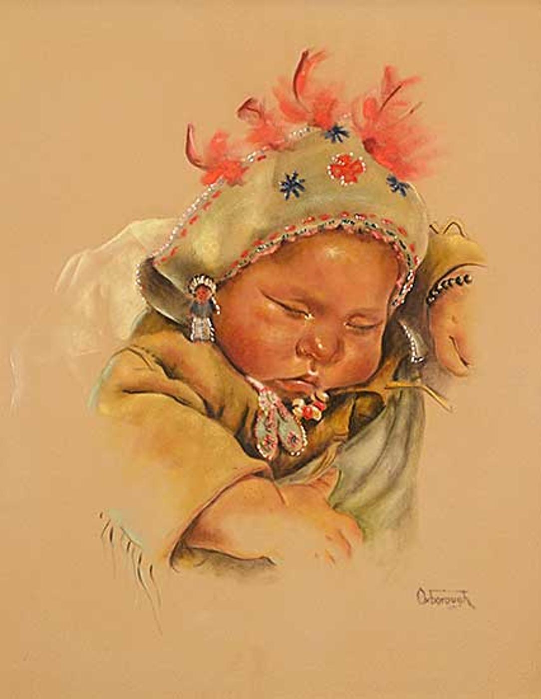 Dorothy Marie Oxborough (1922-2014) - Untitled - Buckskin Baby with Orange Feathers