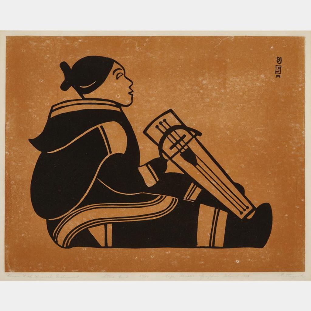 Joseph Pootoogook (1887-1958) - Woman With Musical Instrument