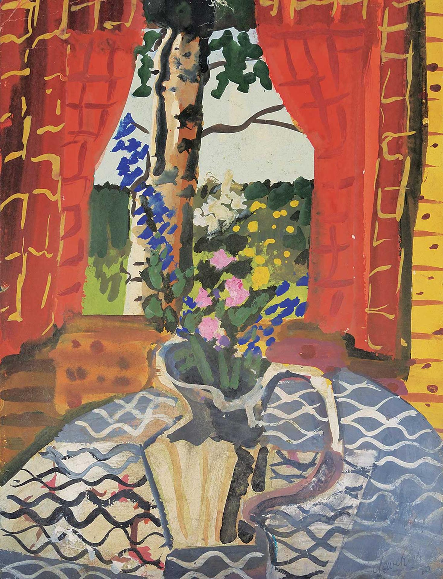 David Pugh (1946-1994) - Untitled - Flowers Before the Window