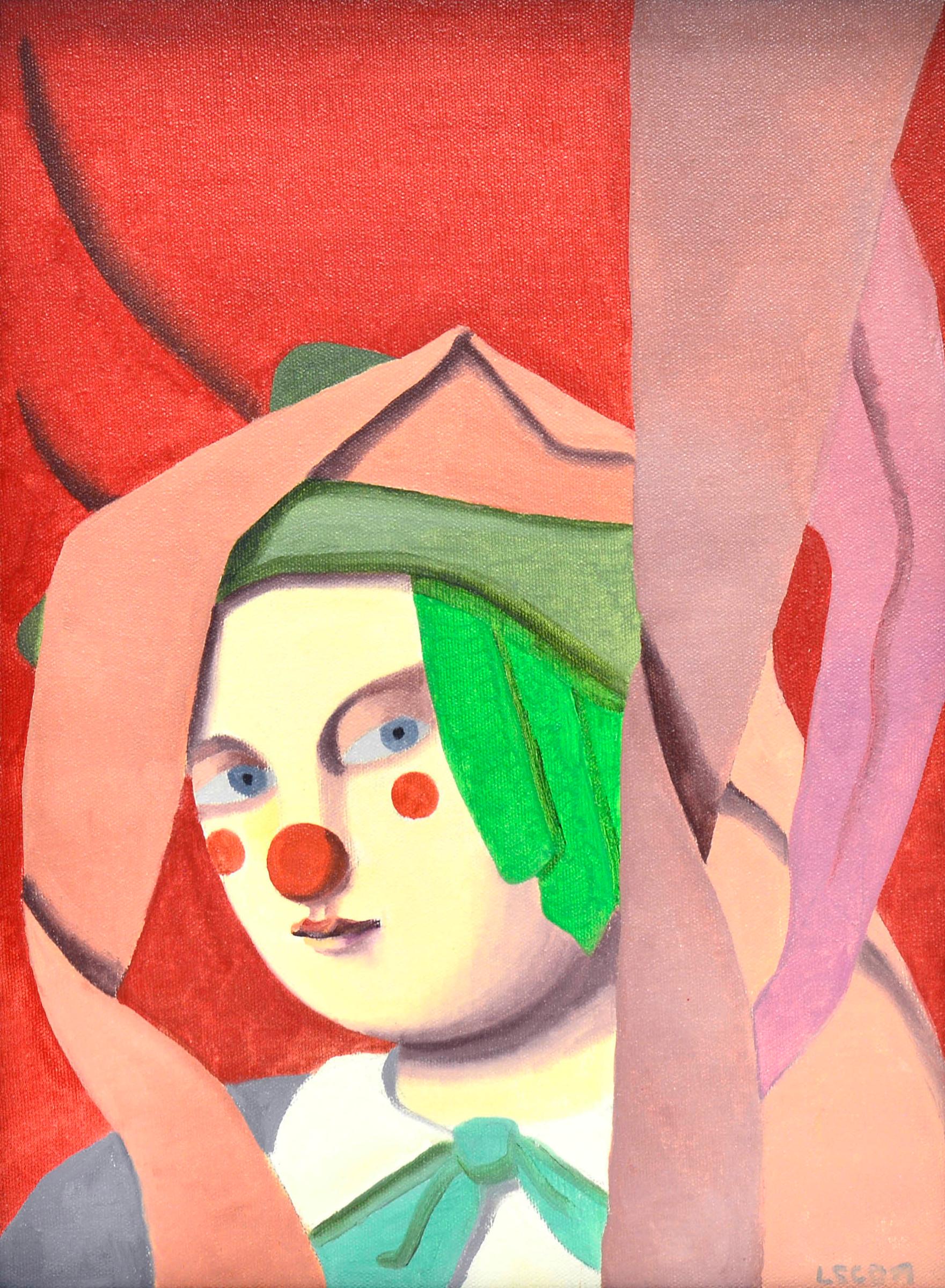 Louise Scott (1936-2007) - Portrait of a clown, oil on canvas, signed