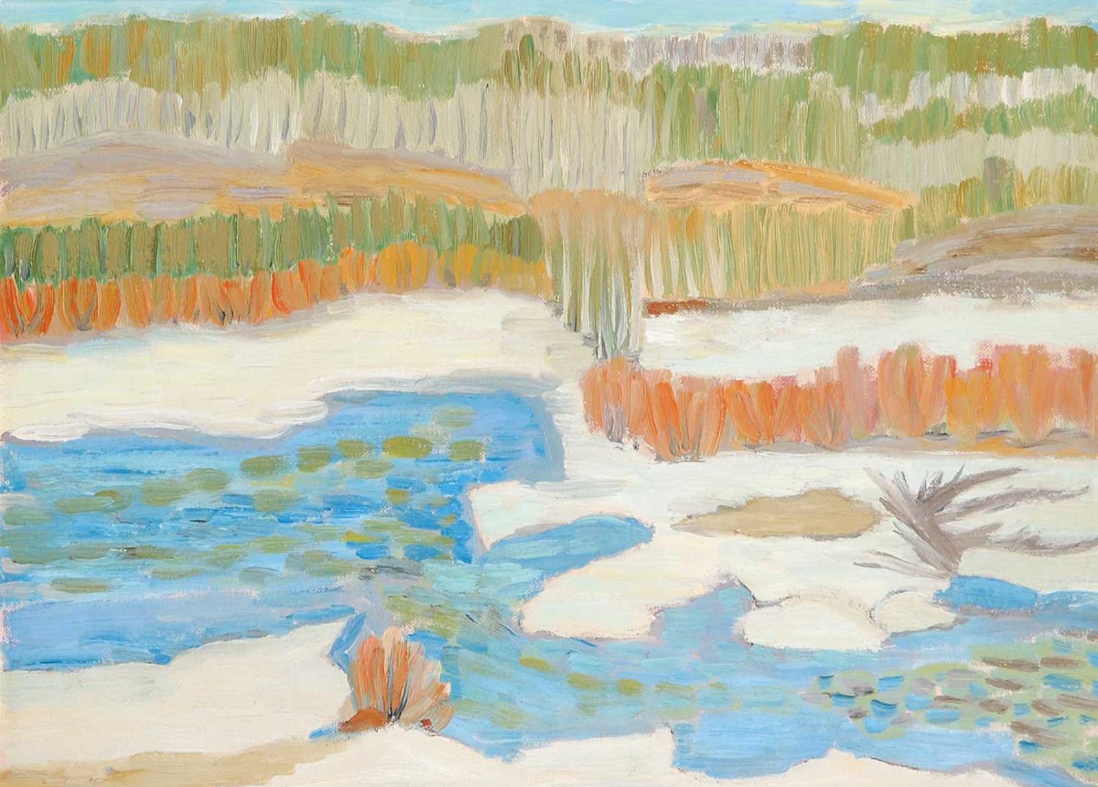 Mary Spice Kerr (1905-1982) - River Ice and Willows, Spring 1973