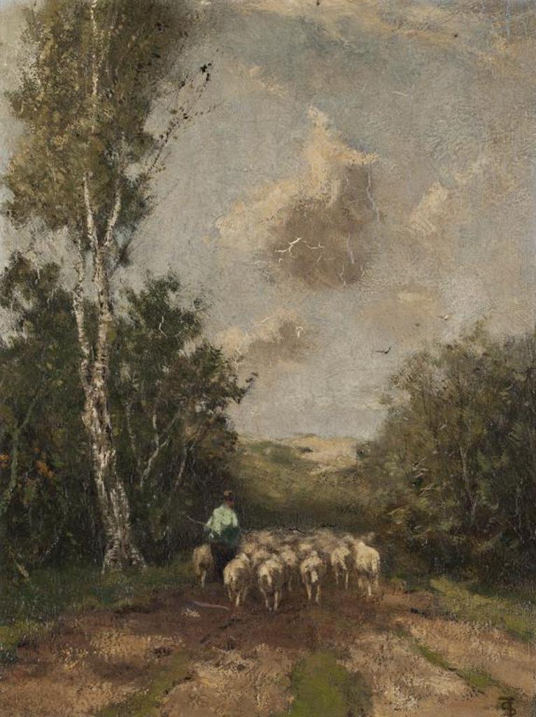 Johan Frederik Cornelis Scherrewitz (1868-1951) - Shepherd on a Lane