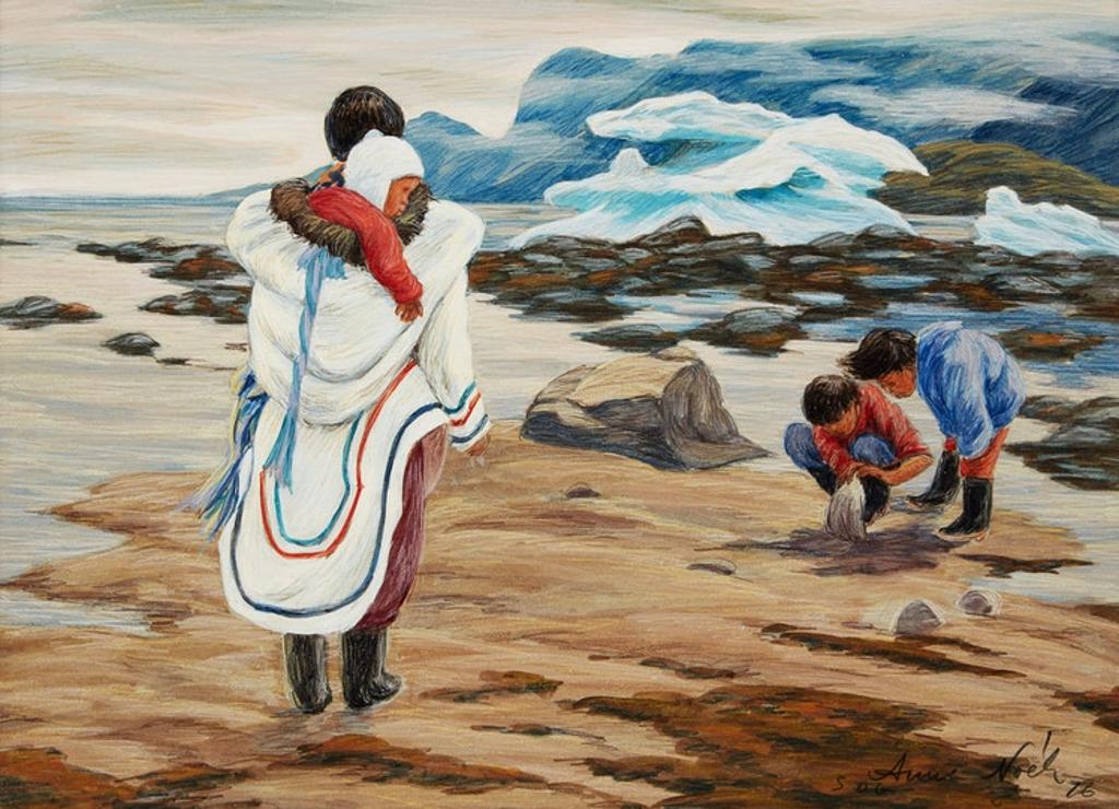 Anna T. Noeh (1926-2016) - Family on the Shore in Pangnirtung