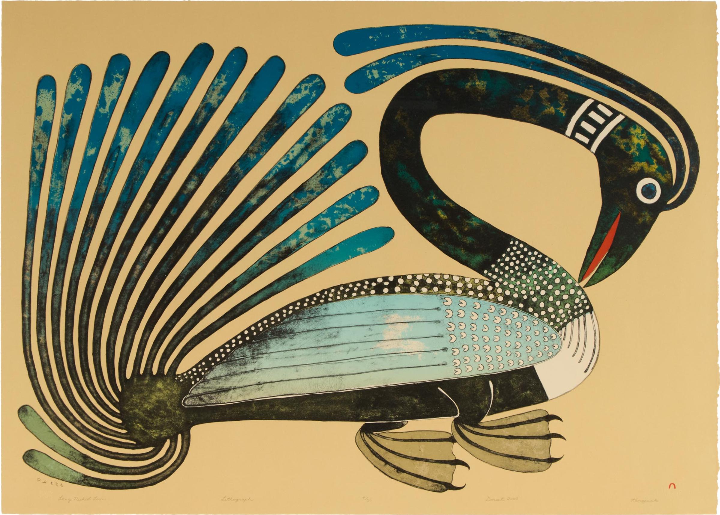 Kenojuak Ashevak (1927-2013) - Long Necked Loon, 2008