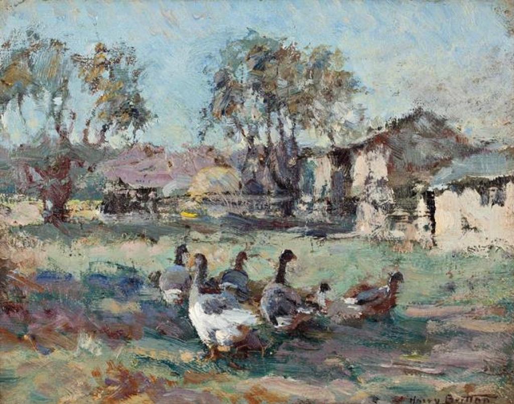 Harry Britton (1878-1958) - Geese on a Farmstead