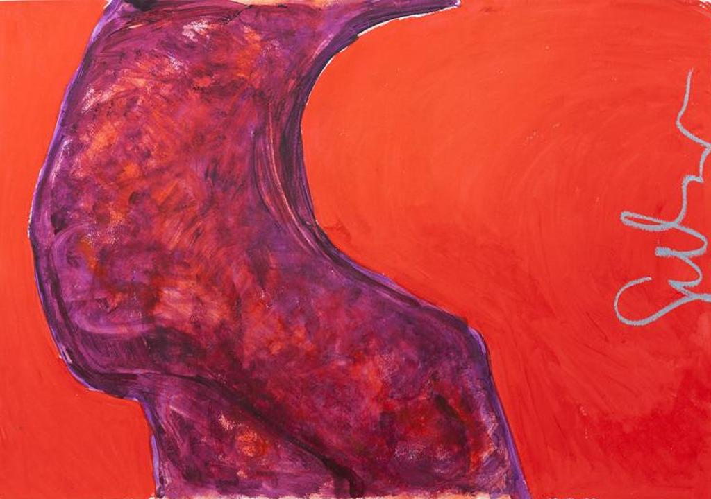 Soozi Schlanger (1953) - Untitled - Dark Shape on Red Background (Torso)