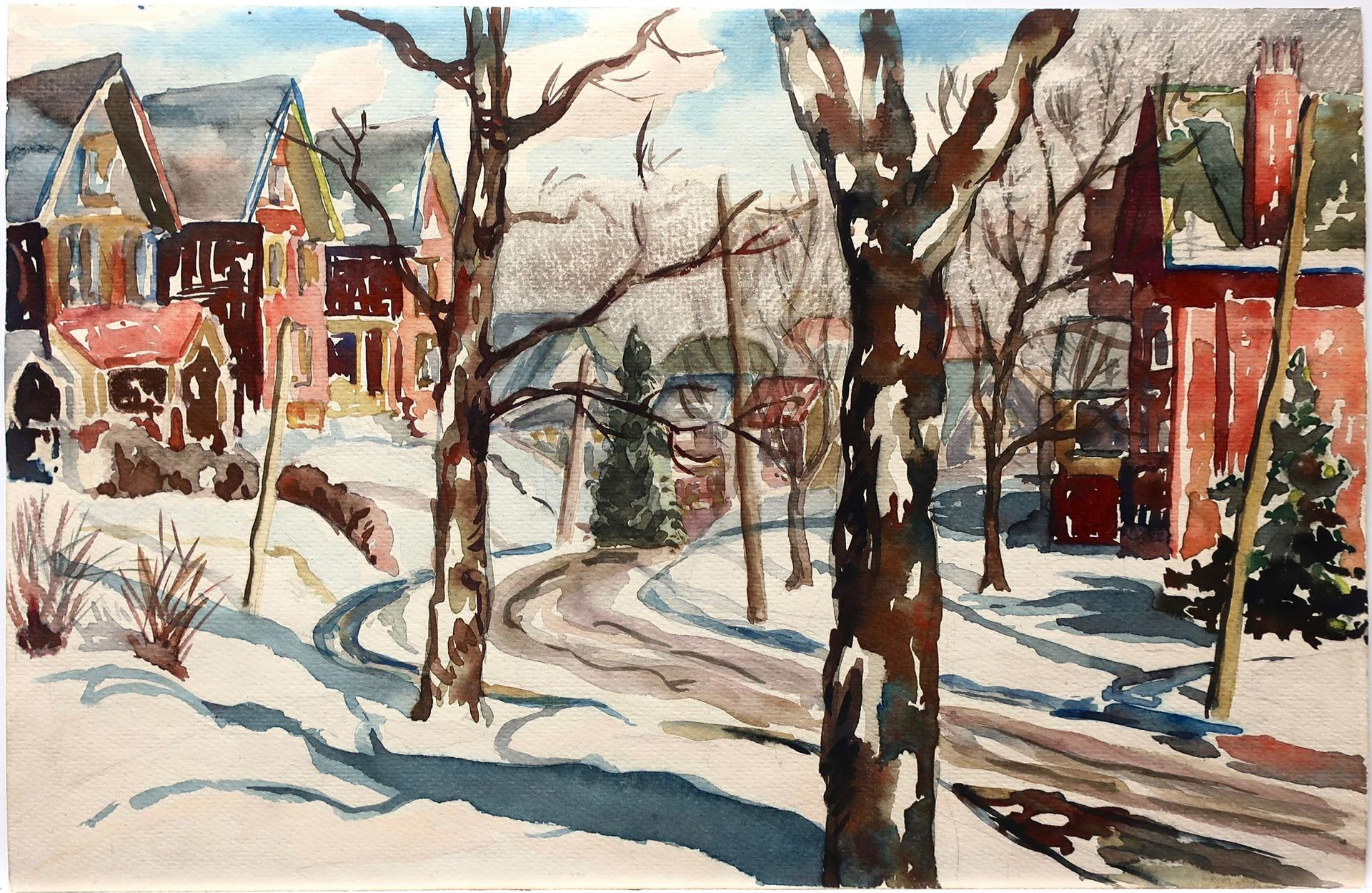Aleen Elizabeth Aked (1907-2003) - Untitled (Street Scene In Winter)