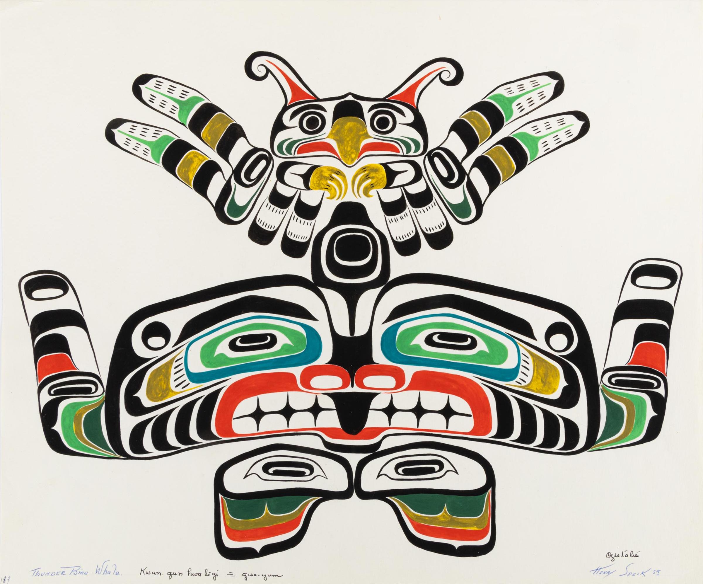 Chief Henry Speck (1908-1971) - Kwun. Gun Hwa Ligi Gisa-Yum (Thunderbird Whale), Ca. 1959